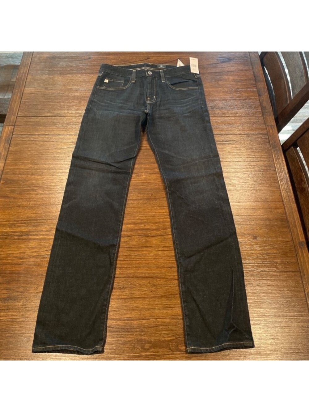 AG Slim Straight Jean Mens 32x33 Dark Indigo Wash Minimalist Casual Denim Navy
